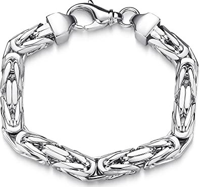Silberketten Store Königsarmband 925 Silber Herren 10 mm Stärke I Männer Silberarmband mit Karabiner Verschluss I Armkette Herren vierkant hochglanz