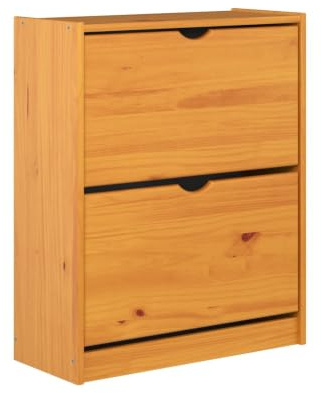 Moblit Zapatero de Dos Trampones Realizado en Madera de Pino Macizo Color Miel Serie Canet Medidas (77x63x27) cm (AltoxAnchoXFondo), Robusto y Duradero