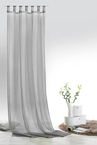 heimtexland Fashion&Joy - Schlaufenschal Voile grau HxB 245x140 cm - transparent einfarbig - Dekoschal Gardine Typ418