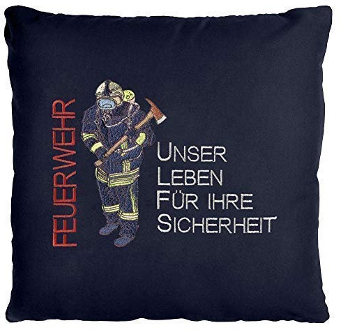 Fan-O-Menal Kissen mit hochwertiger Einstickung - Feuerwehr unser Leben - 09200 dunkelblau