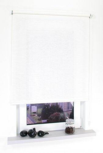 Kettenzugrollo Seitenzugrollo Tür Fenster Rollo Gemustert Dekor Breite 62 bis 202 cm Länge 180 cm Sonnenschutz Sichtschutz Blendschutz Stoff Vorhang mit Motiv (102 x 180 cm, Struktur Natur Weiß)
