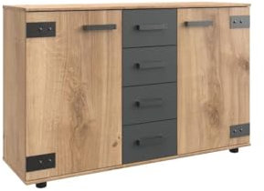 Wimex Kleiderschrank Fuegen 5-türig, 1 Spiegeltür, WeiÃŸ, 225,00cm x 58,00cm x 208,00cm, Holz/Glas, D02580