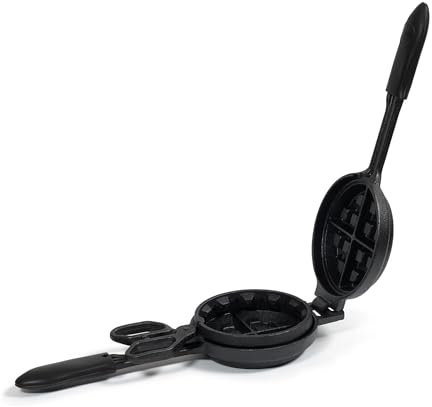 Gaufrier rembourré en fonte – Pré-enduit, diamètre de 12,7 cm, rond de 5,1 cm d'épaisseur – Gaufrier belge rembourré avec poignées résistantes à la chaleur – Gaufrier classique compatible avec gaz