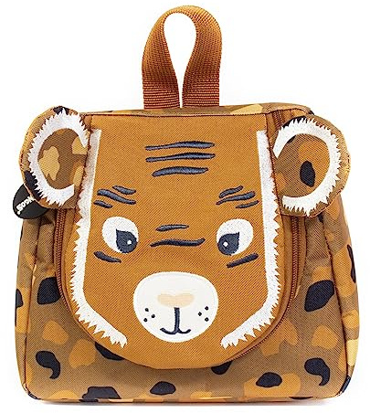 Les deglingos baby toalett väska (speculos the tiger) - barnväska - praktisk - resor - rolig - flicka och pojke - brun