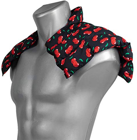 Cuscino termico cervicale XL, per collo, spalle e schiena, semi di grano - cherry-black - Cuscino riscaldabile, grano (frumento)