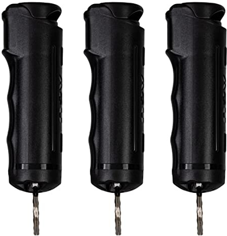 Police Magnum Keychain Pepper Spray Flip Top Safety- Maximum Heat Strength OC with Dye- Tactical Women & Men's Self Defense- Made in The USA- 3 Pack Black FT