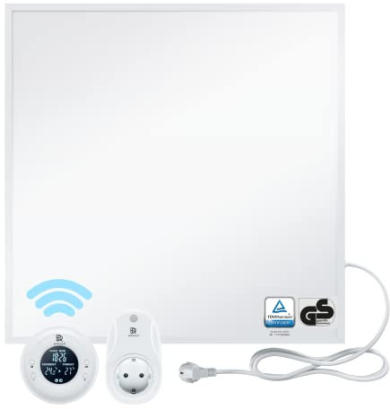 BR Bringer Infrarotheizung 300 Watt - mit Thermostat und Fernbedienung - Infrarot Elektroheizung Energiesparend - 5 Jahre Garantie, TÜV GS - Deutsche Qualitätsmarke (weiß)