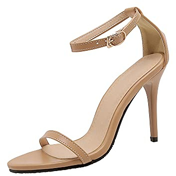 Escarpins tendance à bout ouvert pour femme avec boucle aiguille et talon haut de 9 cm - Escarpins faciles à marcher et à soirée pour femme - Grande taille z256s