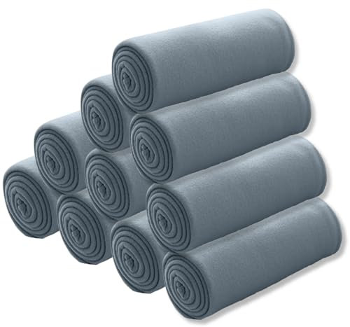wometo 10er Vorteilspack Fleecedecke oekoTex 130x160 ca. 400g mit Anti-Pilling und Kettelrand grau