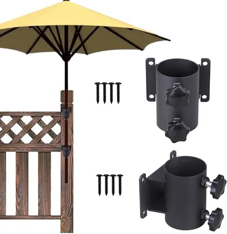 VANROUG Heavy Duty Patio Umbrella Holder,Patio Umbrella Stand Umbrella Clamp Mount Bracket for Deck Railing, Mount to Deck, Fences,Balcony or Outdoor Courtyard etc... (2)