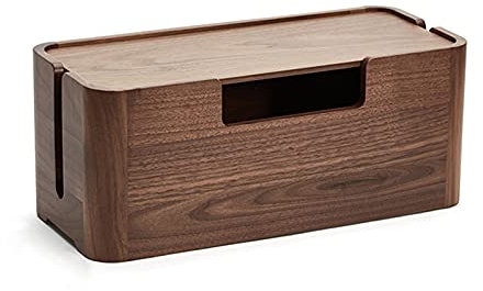 ZLASS Kabelbox Hölzerne Kabelmanagement-Boxen Organizer Große Kapazität Walnusskabel-Organizer mit starker magnetischer Abdeckung Home Office-Kabel-Organizer-Box-Fadenkasten Steckdosenbox