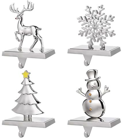 EBANKU 4 Pack Weihnachtsstrumpf Halter, Weihnachtsstrumpf Aufhänger Kaminhaken Rutschfest Nikolausstiefel Halter Hängen Strümpfe Aufhänger für Kamin Weihnachten Dekoration | Weihnachtsstrumpf Aufhänger Kaminhaken Rutschfest Nikolausstiefel Halter Hängen Strümpfe Aufhänger für Kamin Weihnachten Deko