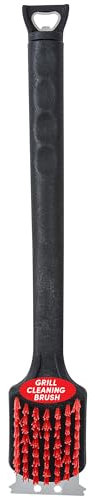 Kingsford Spazzola per la pulizia della griglia e raschietto con setole in nylon, apribottiglie e manico in gomma, resistente spazzola per barbecue per barbecue, spazzola per barbecue, 43 cm