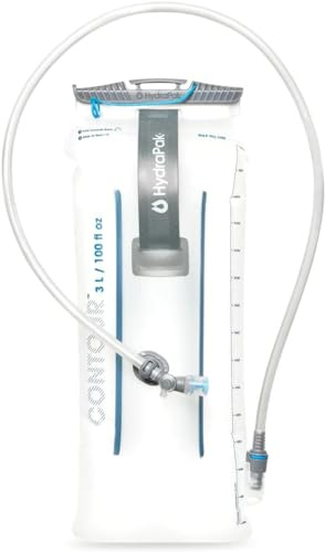HydraPak Contour (réservoir d'hydratation 3 L) – Poche à eau à profil bas, s'adapte à la plupart des sacs d'hydratation – Valve à haut débit, étanche, entièrement réversible et passe au lave-vaisselle