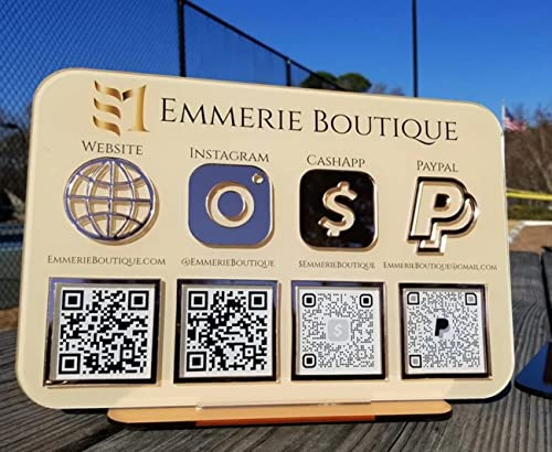 Pahdecor Multi QR Code Facebook Business Social Media Schild, Cash App Schild, Scan to Pay Schild, Zahlungsschild, PayPal Zahlungsschild, kleines Unternehmen Zahlungsschild
