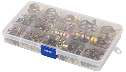 PLIPSH 115 STÜCKE Verzinkte Kraftstoffschlauchschellen Zangen Rohrschelle Federklemmen Metallbefestigungssortiment 6-22 mm perfection (Size : 115pcs clamps)