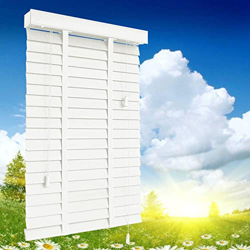 Jalousien Holz Weiß,Horizontal Jalousie 50mm Lamellen,Naturmassivholz Jalousette,Fensterläden Jalousetten Für Innen,Leicht Zu Montierende Vorhänge,Sonnenschutz/Wärmedämmung,W×H-135x220cm/53x86.5in