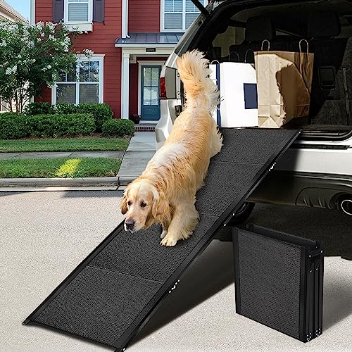 IKIMI Voistino 180 cm L x 50 cm B extra breite und extra lange Hunderampe für Auto, LKW, SUV, tragbare, faltbare Haustierrampe für kleine, mittelgroße und große Hunde und Katzen, leichter