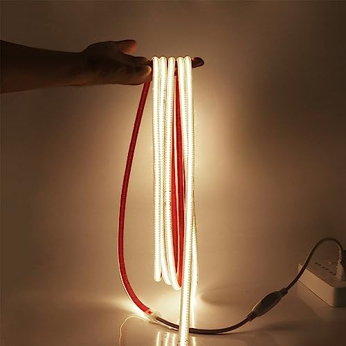HEGEHE 230V COB LED Streifen Selbstklebend, 288leds/m Superhell Hohe Dichte, Flexibles COB LED Lichtband Strip für DIY Innenbeleuchtung Projekte (Naturweiß, 1M)
