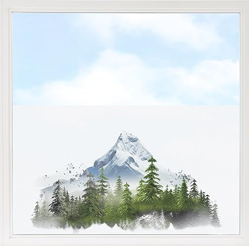 GRAZDesign Fensterfolie Blickdicht Sichtschutz, Sichtschutzfolie Fenster, Glastüren, Küche & Küchenfenster, Bad & Badfenster, Milchglasfolie Berg Landschaft 100x57cm