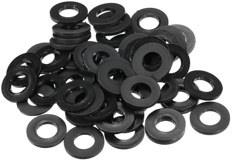 PATIKIL M10 Nylon Flache Unterlegscheiben 80 Packung 10mm ID 20mm AD 2mm Dick Dichtungsringe Beilagscheiben Dichtring für Wasserhahn Rohre Wasser Schlauch Befestiger Bolzen Schwarz