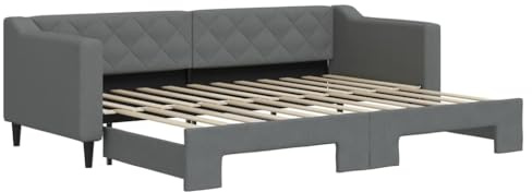 vidaXL Tagesbett Ausziehbar Dunkelgrau 80x200 cm Stoff