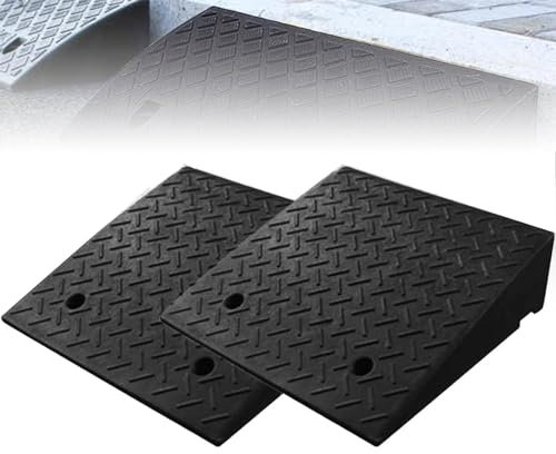 PLABNK 2er-Pack robuste Schwellen-Rollstuhlrampen, dreieckiges Auto-Rampenpolster, Geschwindigkeitsbegrenzung für Autos, Rollstühle, Motorräder, Haustiere,Black