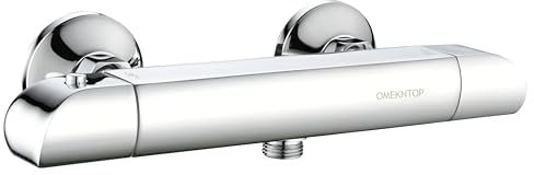 OMEKNTOP Grifos de Ducha Termostatico, Cromo Grifo Ducha Termostatico con Botón De Seguridad 38°C, Grifos Duchas de Baño con Función Antiquemaduras