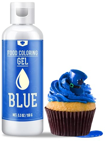 Lebensmittelfarbe Gel - 150g Konzentrierte Gel Lebensmittel Farben zum Backen, Kuchen Dekorieren, Kekse und Macaron - Zuckerfrei Food Coloring für Getränken, Osterei, DIY Seifen und Basteln (Blau)