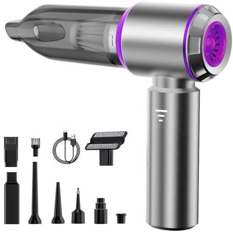 Aspirapolvere Manuale 16000 Pa Potente a Mano, 4 in 1 Auto Cordless per Casa e Auto, Mini Ricaricabile USB Con Ugelli Multipli e 2 Filtri