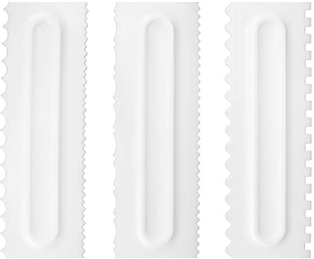 Grattoir à gâteau en plastique, peigne en dents de scie, Mousse, beurre, crème, outils de gâteau, grattoir à crème pour la décoration des desserts, 3 pièces/ensemble