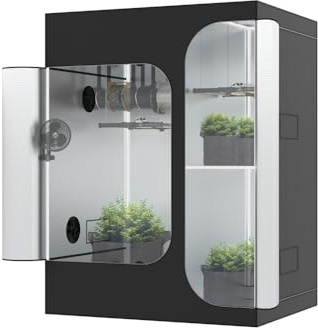 The Grow Deluxe D600 Growzelt 150x120x200 cm - Indoor Anbauzelt 2-in-1 mit herausnehmbarer Wanne, hochreflektierendes Mylar licht- und wasserdicht