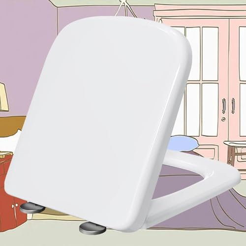 WC Sitz mit Absenkautomatik Toilettendeckel mit Quick-Release Toilettensitz mit Befestigung Quick Release Softclose Klo-Deckel für Jede Toilette Geeignet,white-34 * 45cm