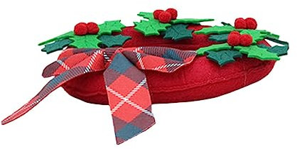 PRETYZOOM 4 Stück Weihnachtskranz Weihnachtsschild zum Aufhängen Kranz vor der Haustür weihnachtsdeko Weihnachts Party hängende Dekoration für Weihnachten Veranda Kranz Chemiefasertuch rot