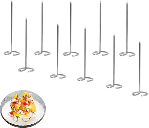 NentMent 10 Stück Air Fryer Spieße Mini Kabob Spieße Ständer Edelstahl Sticks Vertikale Halterung für Ninja Foodi Instant Pot Toaster Ofen Grillen Küche Kebab BBQ Garnelen Steak Gemüse Huhn
