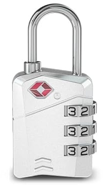 TSA Approved Luggage Lock,Alloy Body, Digit Combination Padlocks and Steel Cable Combination,Travel Lock for Suitcases & Bag, Travel Accessories (Silver*1-558)