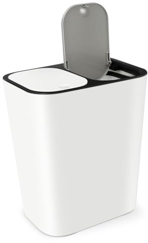 TOGEVAL Poubelle Double Compartiment 15l Cuisine Couvercle Adaptée au Tri des Déchets Secs et Humides sous Évier