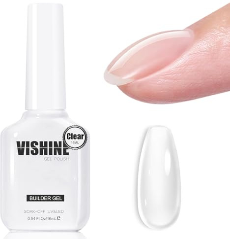 Vishine Gel de Construction UV–16ml Builder Gel 8 en 1 Couleur Transparent pour Extension d’Ongles et Modelage, Renforcement des Ongles Cassés Manucure Réparatrice UV/LED Nail Art Ongles - H021