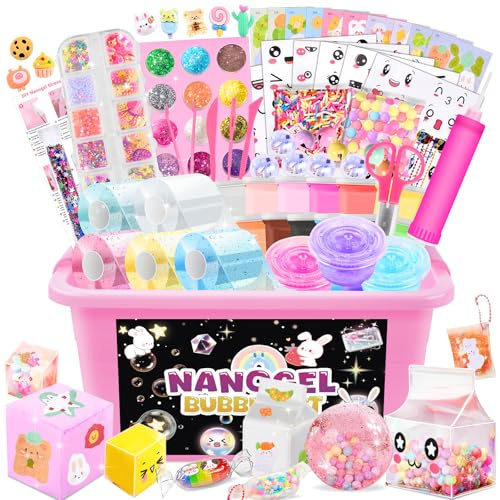 Charmofun Nano Tape Bubbles Set, DIY Bastelset mit Doppelseitigem Klebeband, Blow Bubble Tape und Aufklebern, DIY Bastel Kreatives Spielzeug für Kinder (Wiederverwendbar)