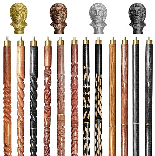 A.A.Nauticals Wood Walking Staff Cane Stick with Padri Father Church Staff Handle, Rubber Ferrule, Foldable, Adjustable, Custom 31-61 in, AANWS211 (WS-01, Brown Antique, 38 in)