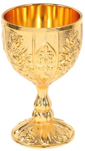 DOITOOL Copa medieval de cáliz vintage: copa de vino pequeña de 50 ml para regalos renacentistas, boda, aniversario, ceremonial, 2.7 x 1.6 x 1.6 pulgadas, color dorado