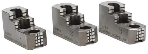 Gertrude 3 Piezas Mandril Duro Juego De Mordazas, 10 Pulgadas Reversible Paso Doble Mandril De Acero Dentado para Tipo B-210 CNC Torno Platos 1.5mm X 60 Dentado Silver,10 Inch