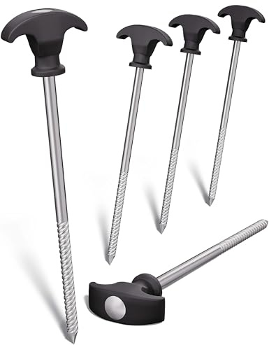 Zeltheringe aus Stahl – 21 cm Lange, sturmsichere Erdnägel mit Gewinde & T-Griff – robuste Schraubheringe für Camping, Zelte, Vorzelte & Outdoor-Aktivitäten (36)