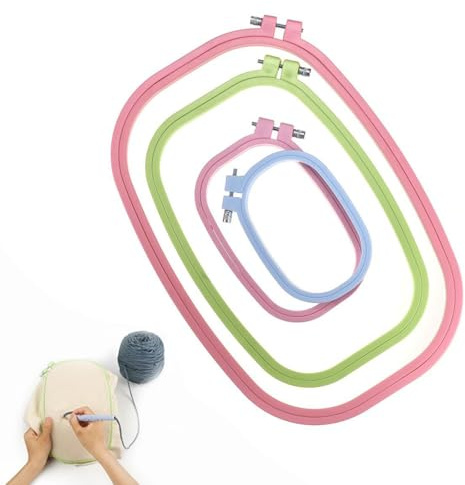 Stickrahmen Stickerei Rahmen Mit 4 Größen, Rechteckige Stickrahmen, Hoops Verstellbar Nähen Kreis Für Rechteck Stitch Tool Kunsthandwerk Nähen 4 Stück