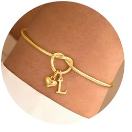 TINGN Armband Damen Gold, 14K Vergoldete Herz Armband mit Buchstaben L Liebesknoten Armbänder Personalisiert Geschenke Geburtstagsgeschenk für Frauen Mama Frau Freundin Goldene Armbänder Schmuck Damen