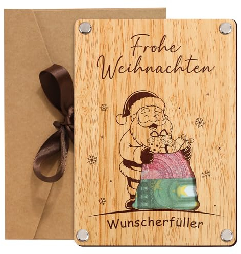 BOFUNX Weihnachten Geldgeschenk Verpackung aus Holz Weihnachten Karte Grußkarte Geschenkideen für Geld Gutschein Verpackung Nikolaus Geschenke