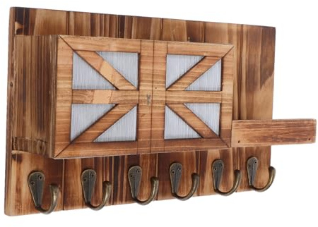 UTHCLO Chiavi Muro in Massello con Mensola Sospesa Appendichiavi e Organizer per Montato Parete Appendiabiti e Chiavi Compatto per Ingresso e Colore