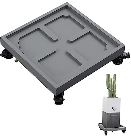 Chariot à Plantes à roulettes Robuste avec roulettes - Plateau de Support de jardinière carré, Chariot de déplacement de Fleurs en Pot pour Jardin et Maison, Chariot à Pots Gris de 36 cm, So