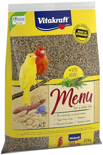 Vitakraft Menü 10kg, Hauptfutter für Kanarienvögel, mit Vitaminen, mit Immun Aktiv Komplex und Kräutern (1x 10kg)