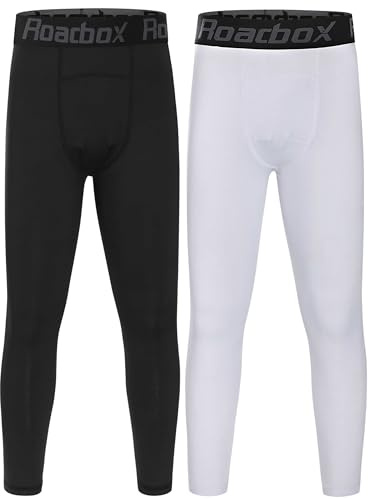 Roadbox 2er-Pack Thermoleggings Jungen Fleece Hose für Fussball Schule | Wärmende lange Unterwäsche mit 4-Wege-Stretch und schnelltrocknendem Komfort für aktive Kinder im Winter.